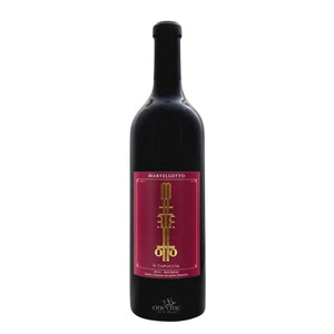 2014MartellotoIllCapocciaReserveHappyCanyonosSantaBarbararedBlend wine bottle with a white background.