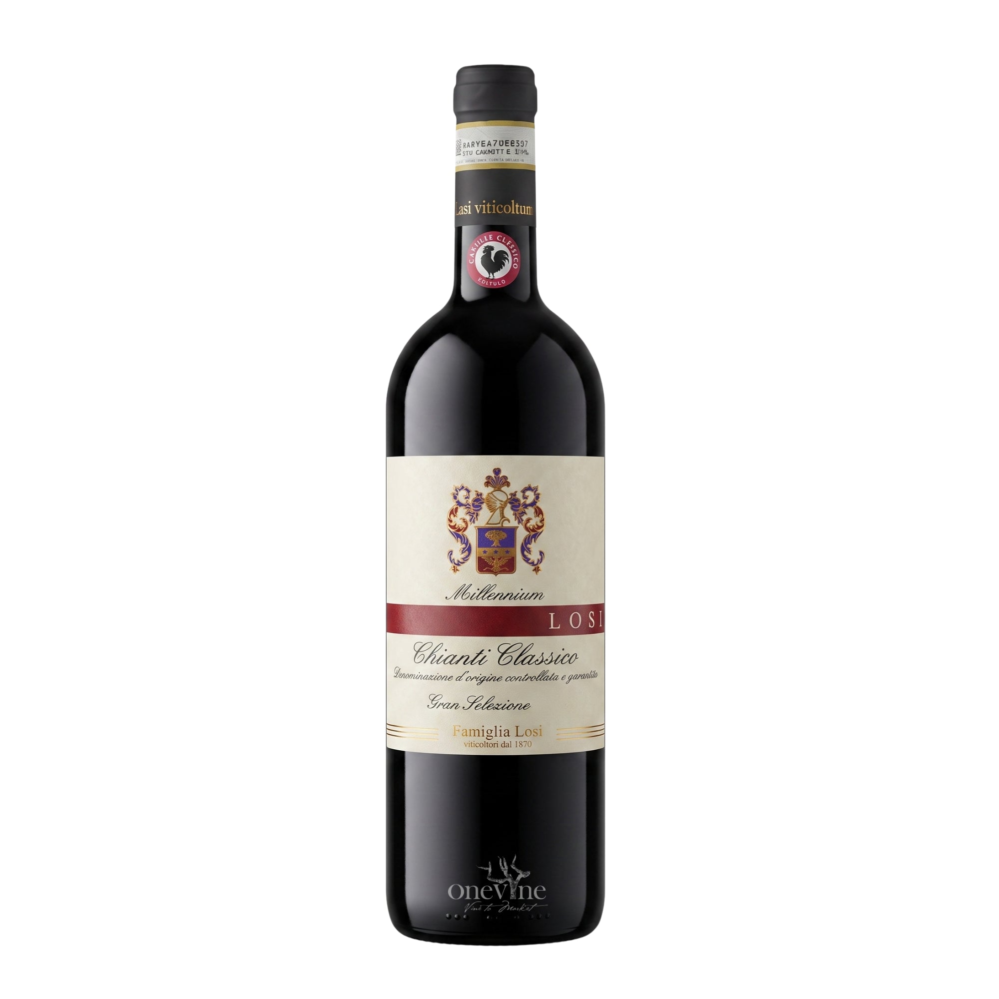 2016 Losi 'Millennium' Chianti Classico Gran Selezione red wine bottle, curated by One Vine Wines.