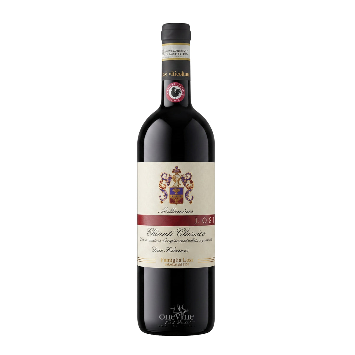 2016 Losi 'Millennium' Chianti Classico Gran Selezione red wine bottle, curated by One Vine Wines.