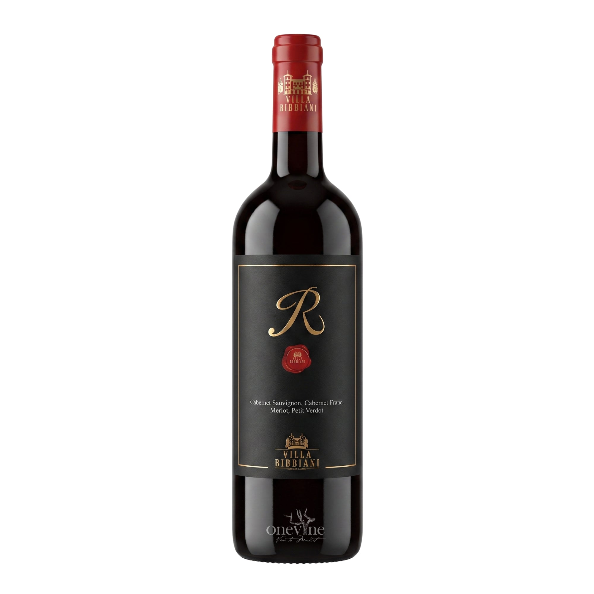 2024 Villa Bibbiani 'R' Bordeaux Red Blend IGT Toscana red wine bottle, curated by One Vine Wines.